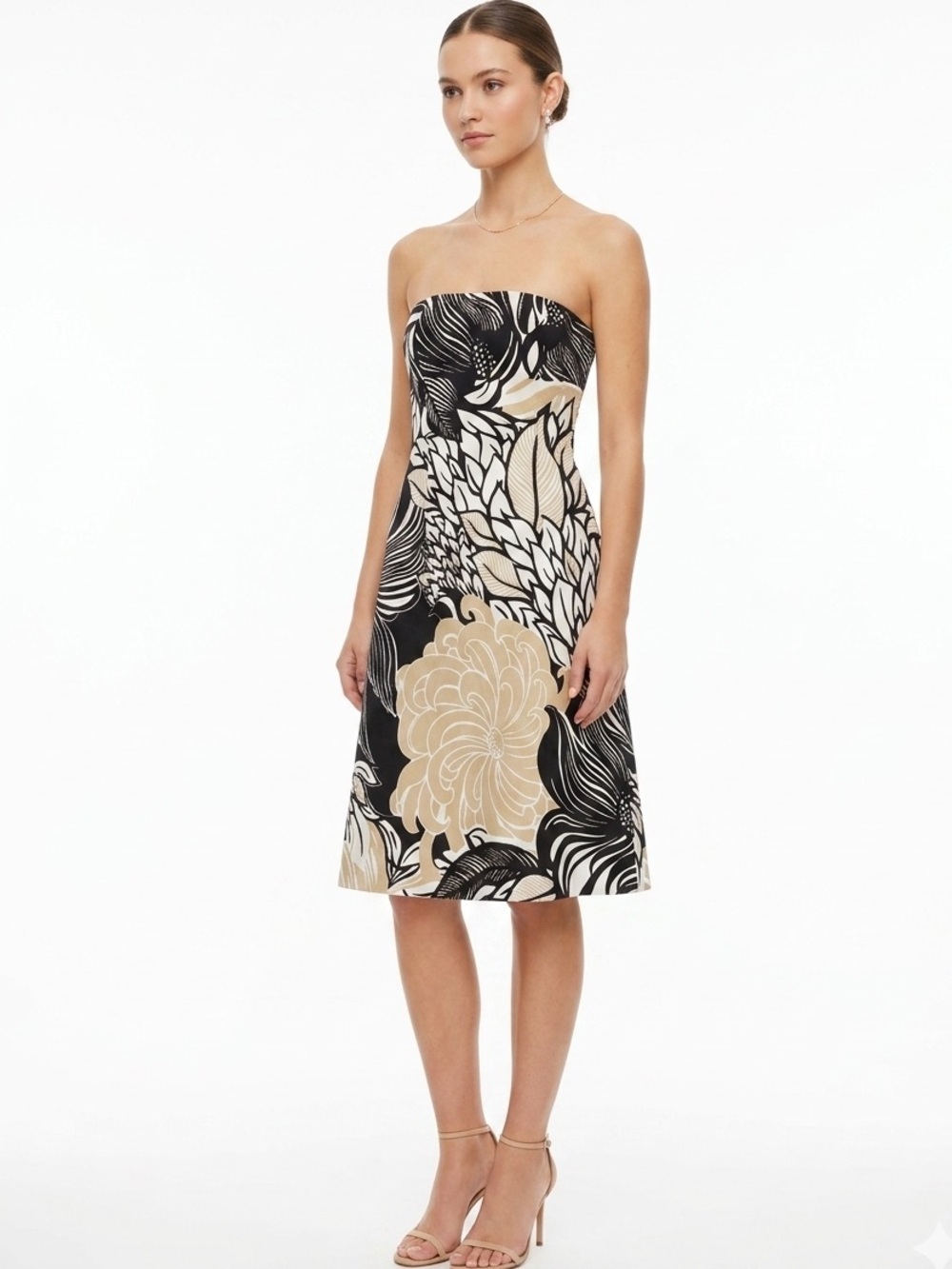 Ann Taylor Floral Strapless Cotton Dress Size 2